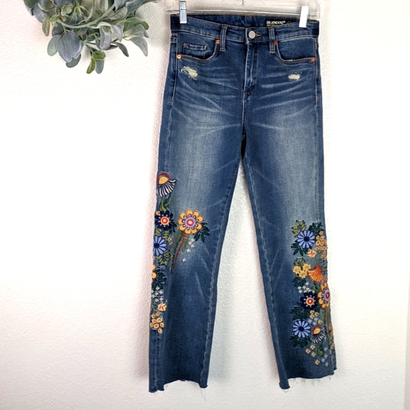 Blank NYC Denim - Blank NYC Embroidered Great Jones High Rise Crop Jeans